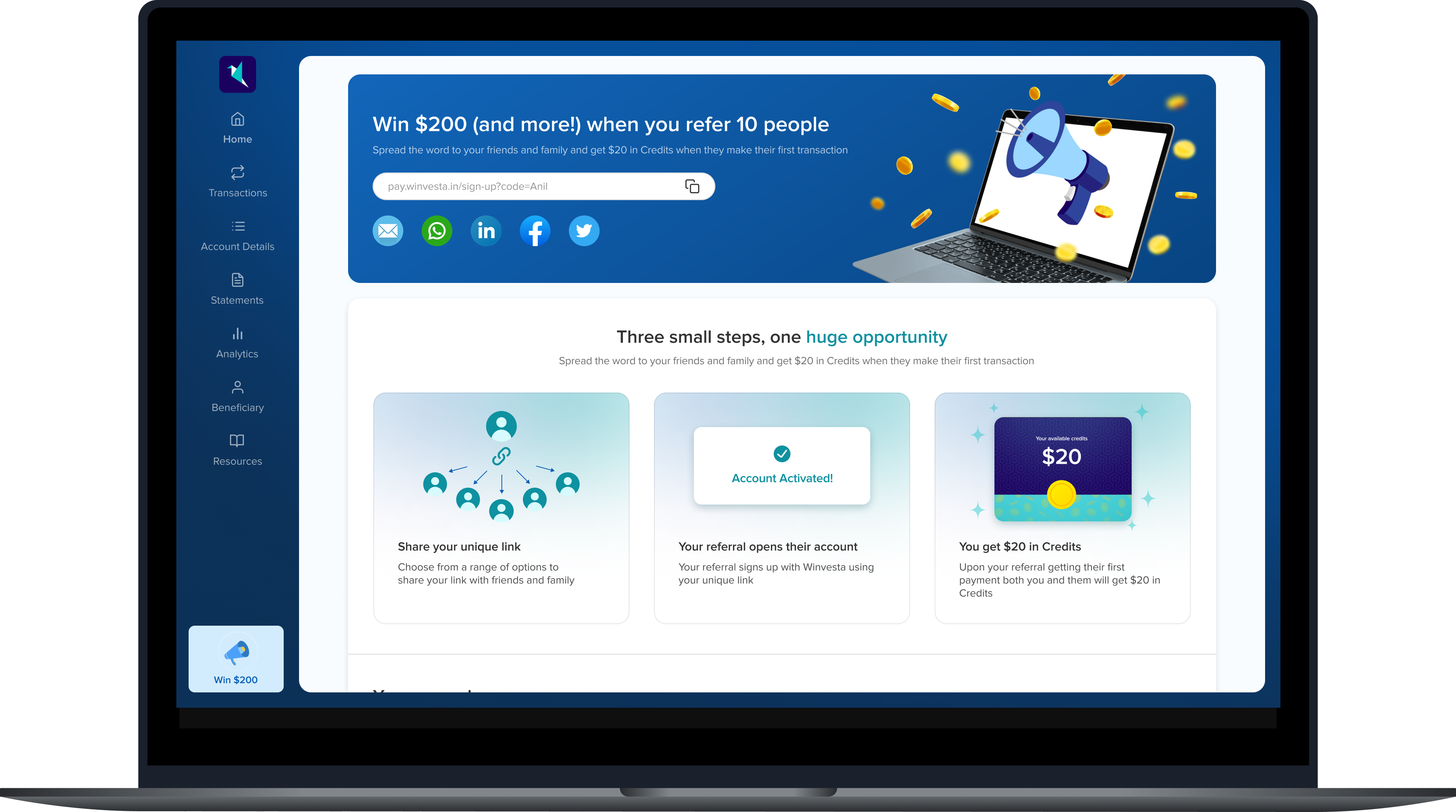 Refer And Earn Dashbord