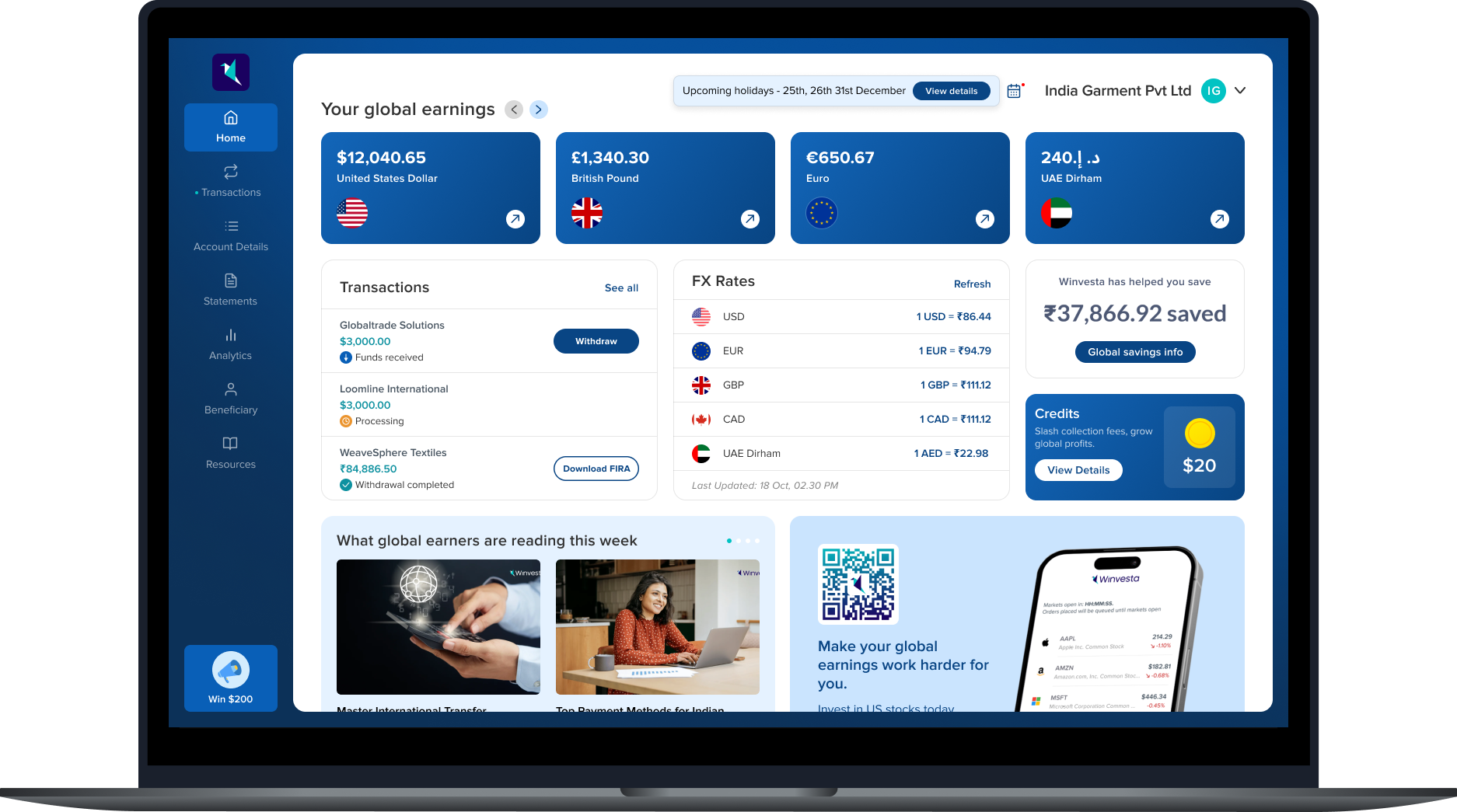 global-earning-dashbord